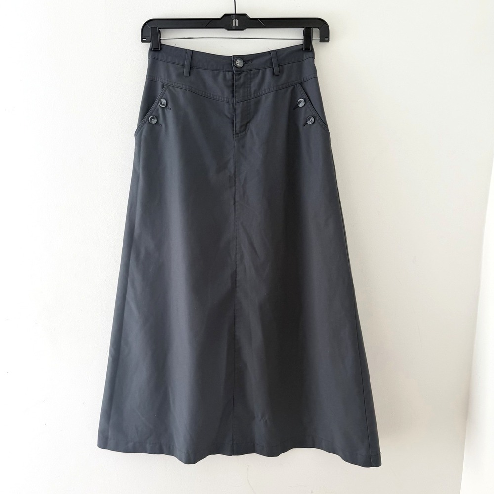 Y2K Gray Utility Maxi Skirt Size 8 Cyber Punk Grunge Industrial A-Line Pockets